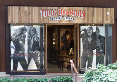 True Religion Brand Jeans storefront. Designer jeans in Saint Louis, MISSOURI